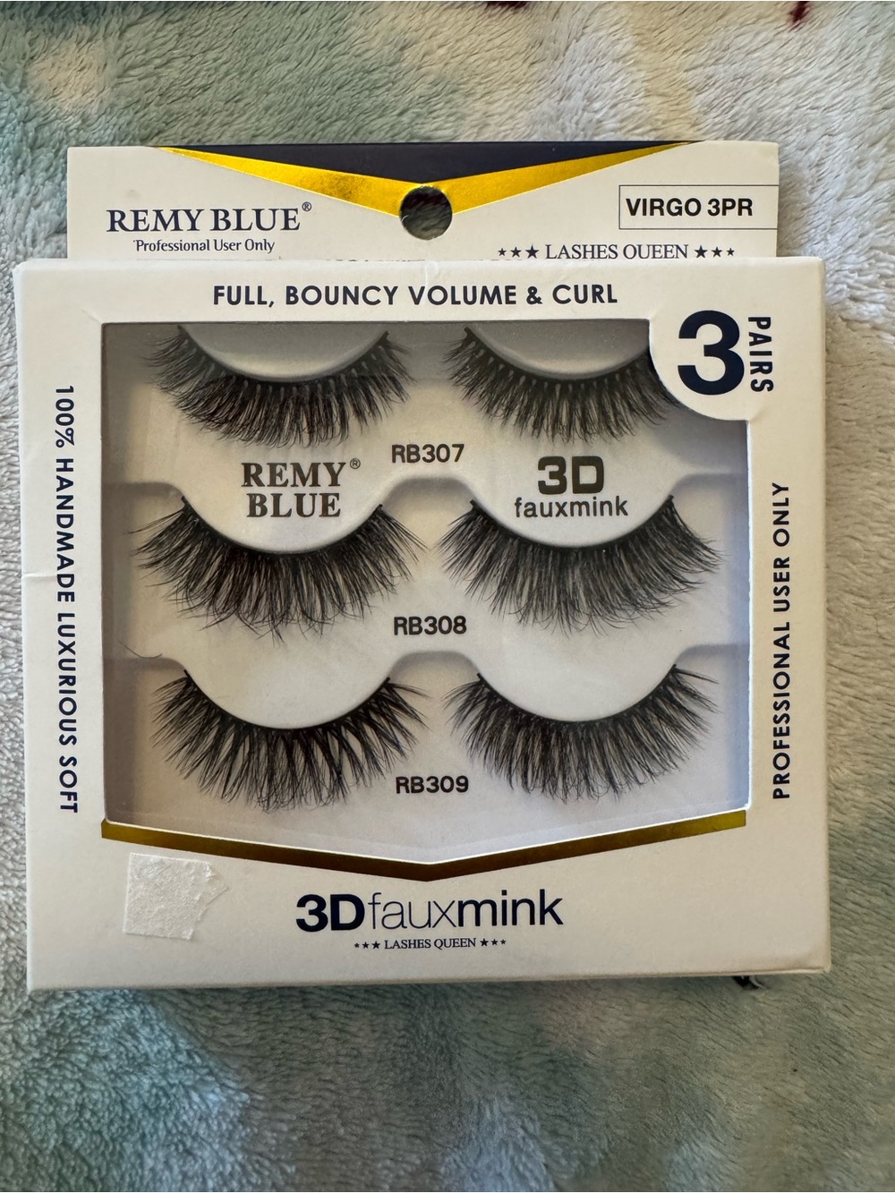 3D Faux Mink False Eyelashes - Black (3 Pairs)